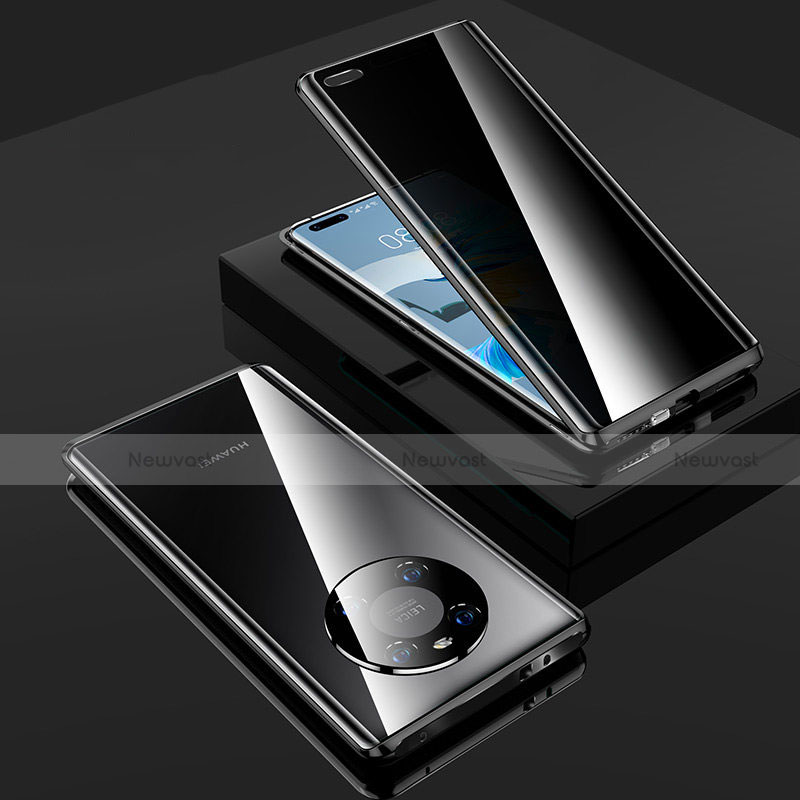 Luxury Aluminum Metal Frame Mirror Cover Case 360 Degrees K01 for Huawei Mate 40E Pro 5G Black
