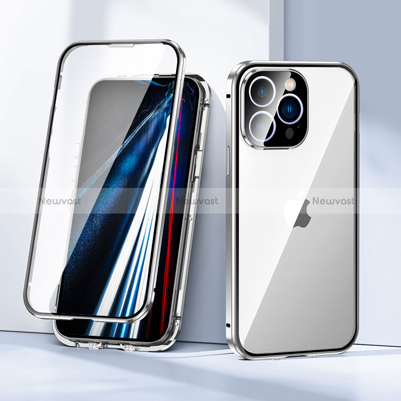 Luxury Aluminum Metal Frame Mirror Cover Case 360 Degrees LK1 for Apple iPhone 13 Pro