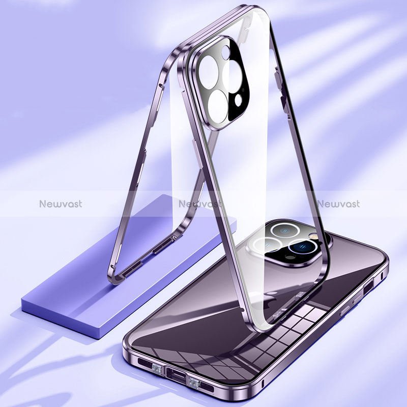 Luxury Aluminum Metal Frame Mirror Cover Case 360 Degrees LK1 for Apple iPhone 14