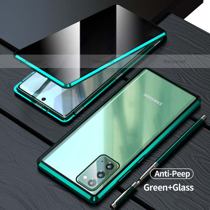 Luxury Aluminum Metal Frame Mirror Cover Case 360 Degrees LK1 for Samsung Galaxy Note 20 5G Green
