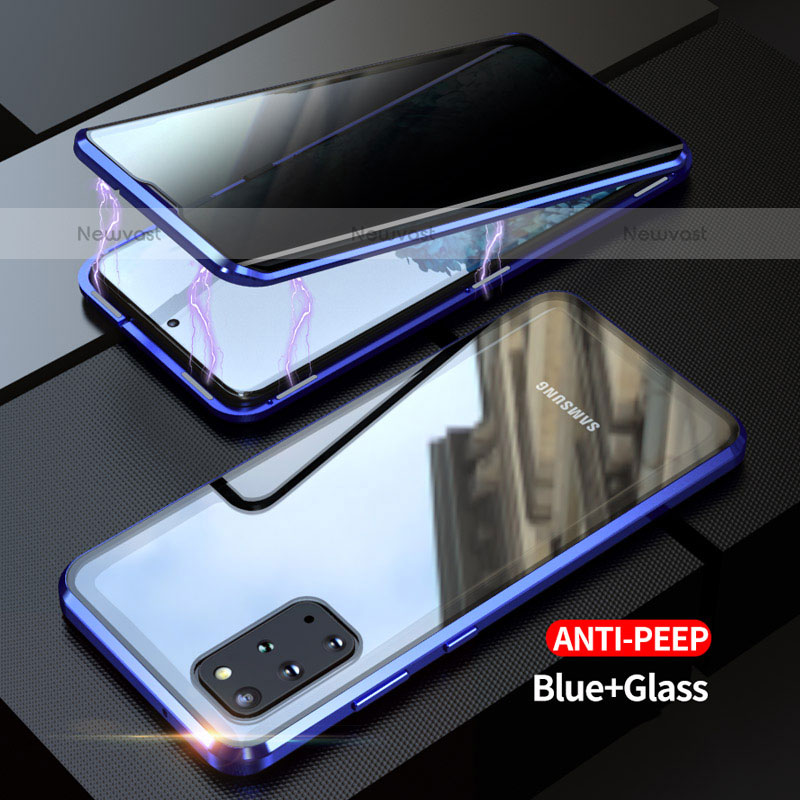 Luxury Aluminum Metal Frame Mirror Cover Case 360 Degrees LK1 for Samsung Galaxy S20 Plus Blue