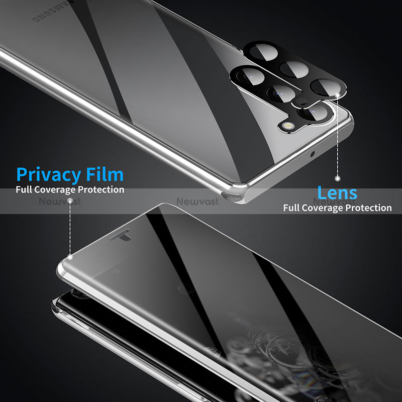 Luxury Aluminum Metal Frame Mirror Cover Case 360 Degrees LK1 for Samsung Galaxy S23 5G