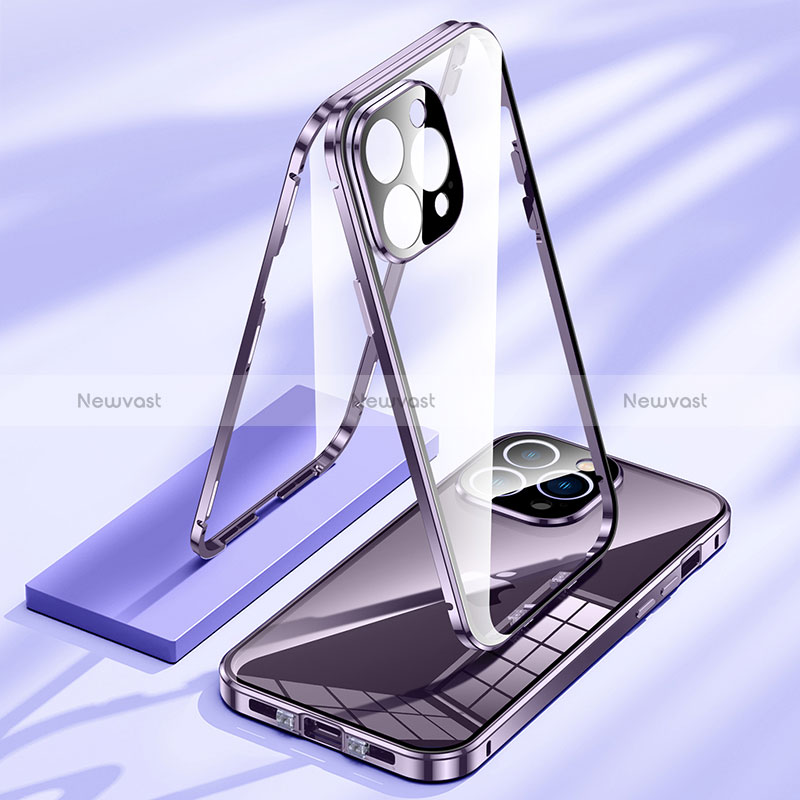 Luxury Aluminum Metal Frame Mirror Cover Case 360 Degrees LK2 for Apple iPhone 14