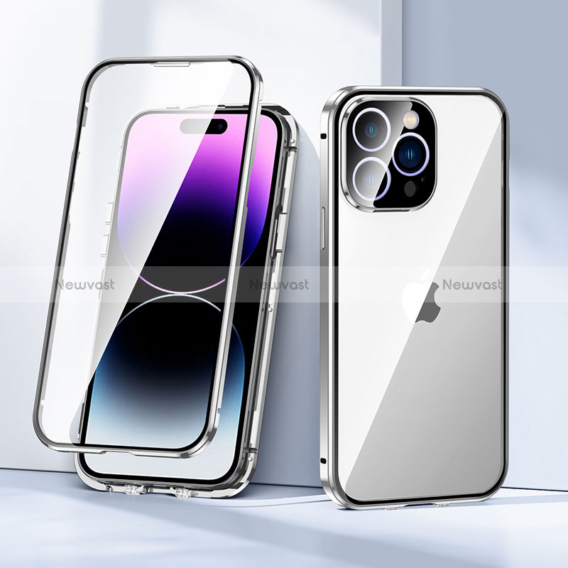 Luxury Aluminum Metal Frame Mirror Cover Case 360 Degrees LK2 for Apple iPhone 14 Pro