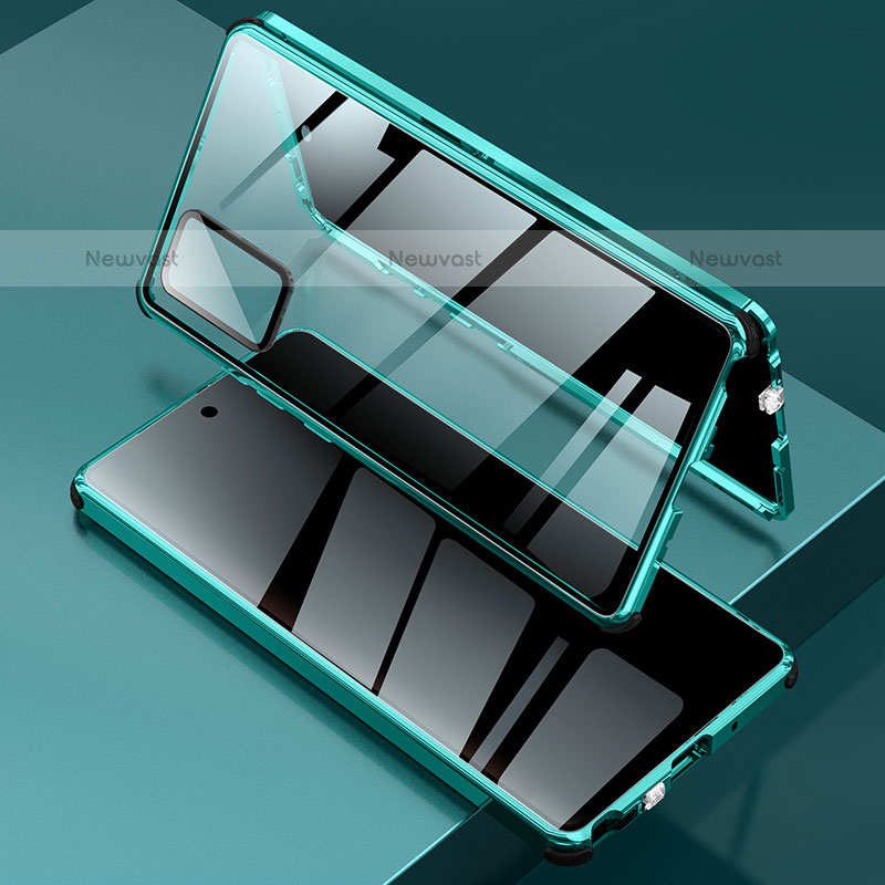 Luxury Aluminum Metal Frame Mirror Cover Case 360 Degrees LK2 for Samsung Galaxy Note 20 5G Green