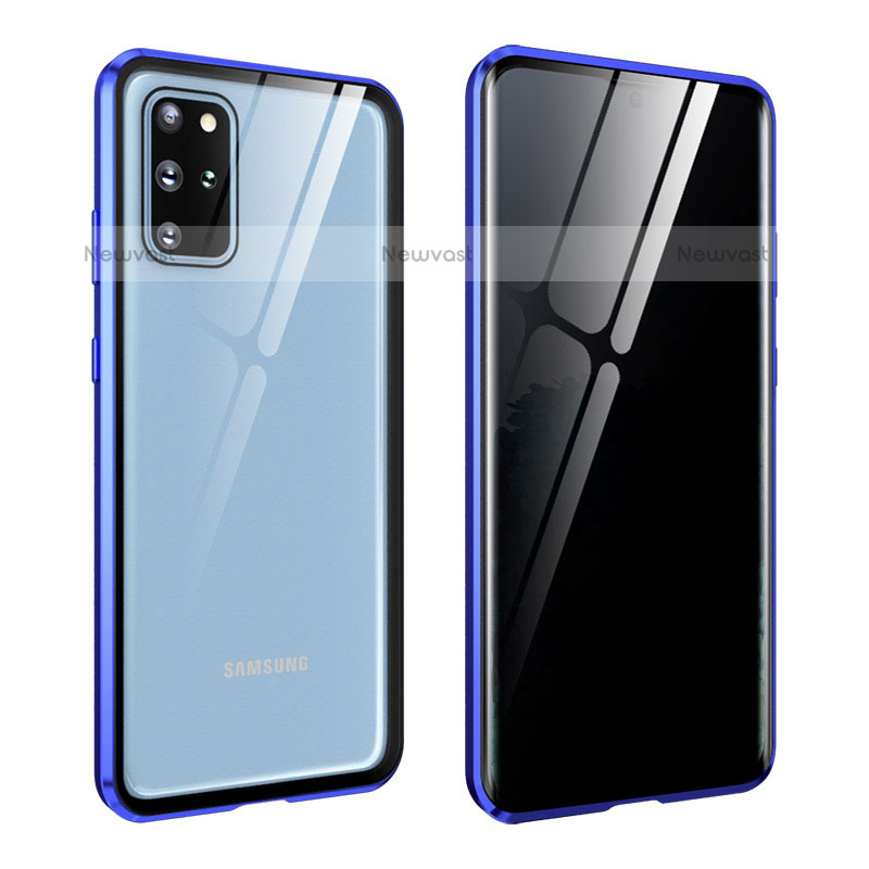 Luxury Aluminum Metal Frame Mirror Cover Case 360 Degrees LK2 for Samsung Galaxy S20 Plus Blue