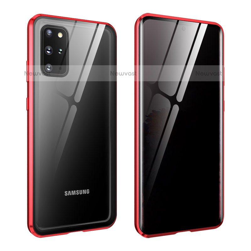 Luxury Aluminum Metal Frame Mirror Cover Case 360 Degrees LK2 for Samsung Galaxy S20 Plus Red