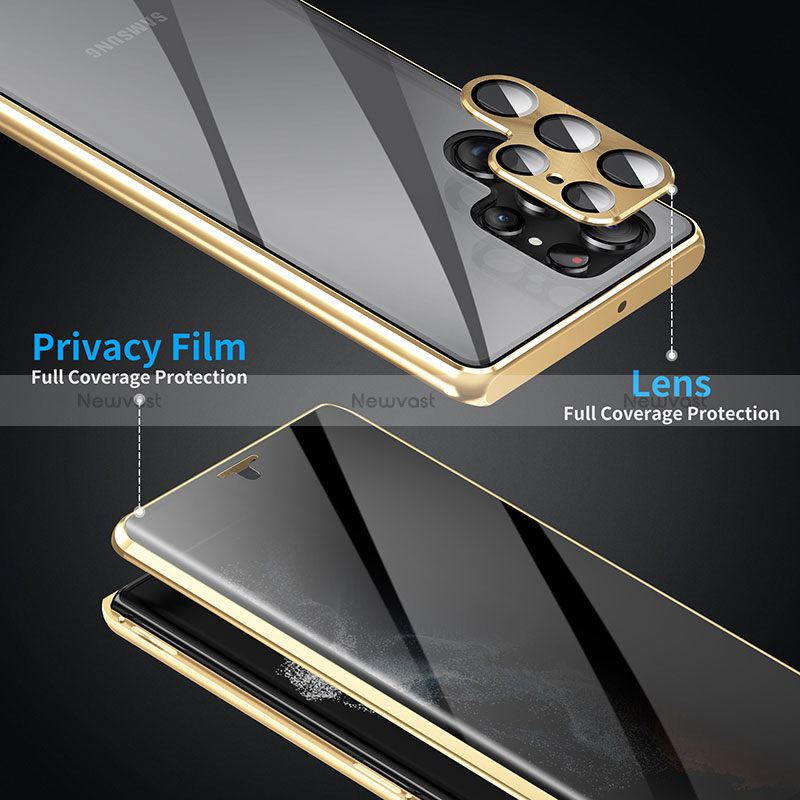 Luxury Aluminum Metal Frame Mirror Cover Case 360 Degrees LK2 for Samsung Galaxy S22 5G