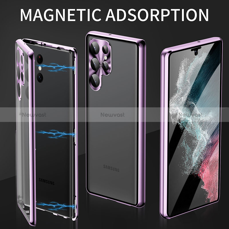 Luxury Aluminum Metal Frame Mirror Cover Case 360 Degrees LK2 for Samsung Galaxy S22 Ultra 5G
