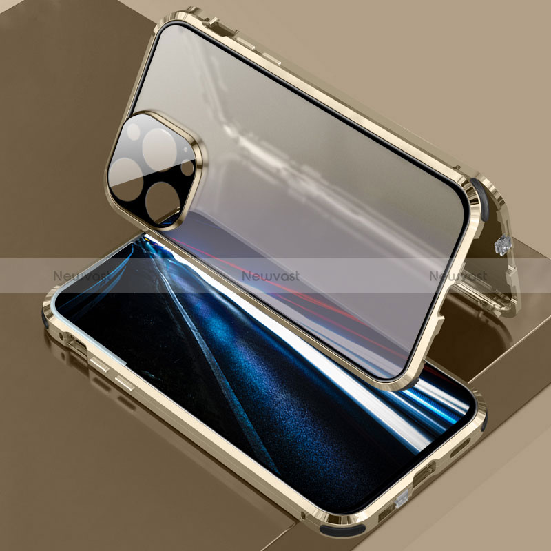 Luxury Aluminum Metal Frame Mirror Cover Case 360 Degrees LK3 for Apple iPhone 13 Pro