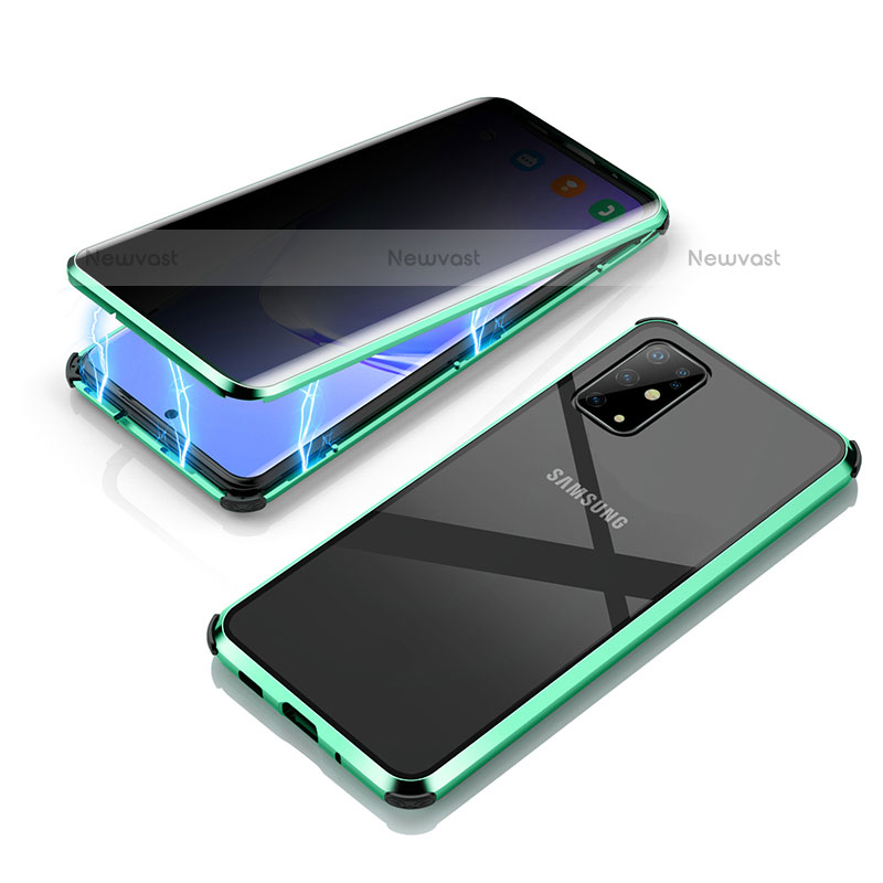 Luxury Aluminum Metal Frame Mirror Cover Case 360 Degrees LK3 for Samsung Galaxy S20 5G Green
