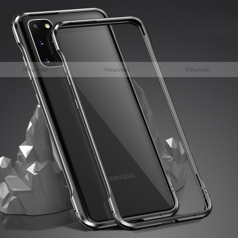 Luxury Aluminum Metal Frame Mirror Cover Case 360 Degrees LK3 for Samsung Galaxy S20 Plus 5G Black