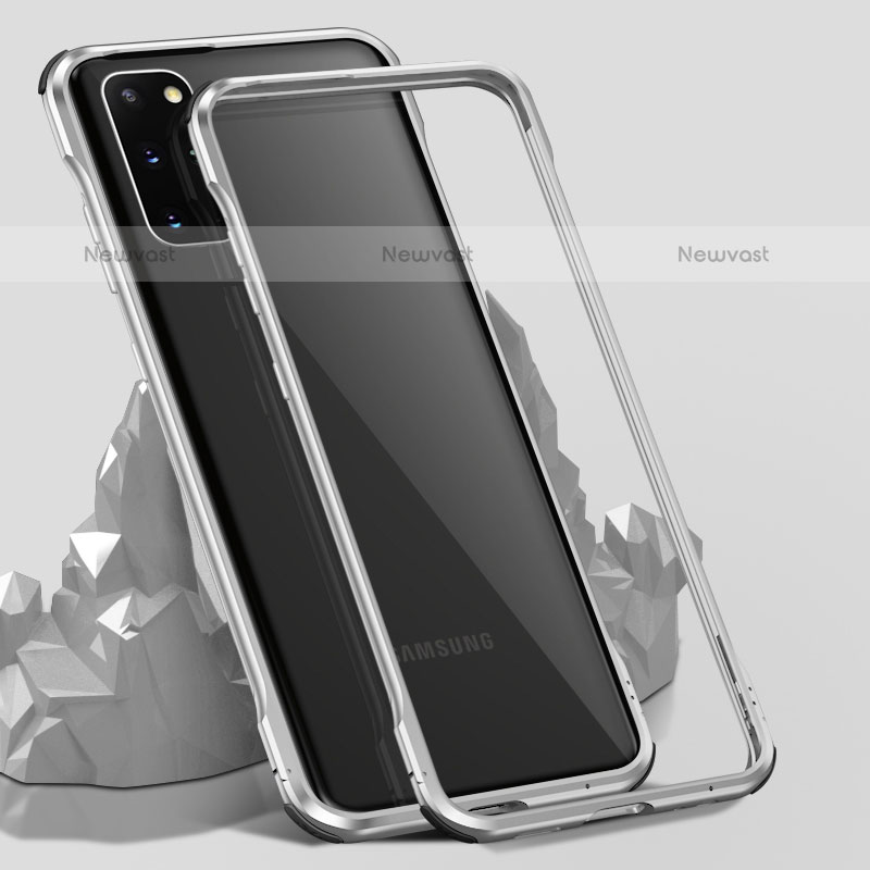Luxury Aluminum Metal Frame Mirror Cover Case 360 Degrees LK3 for Samsung Galaxy S20 Plus 5G Silver