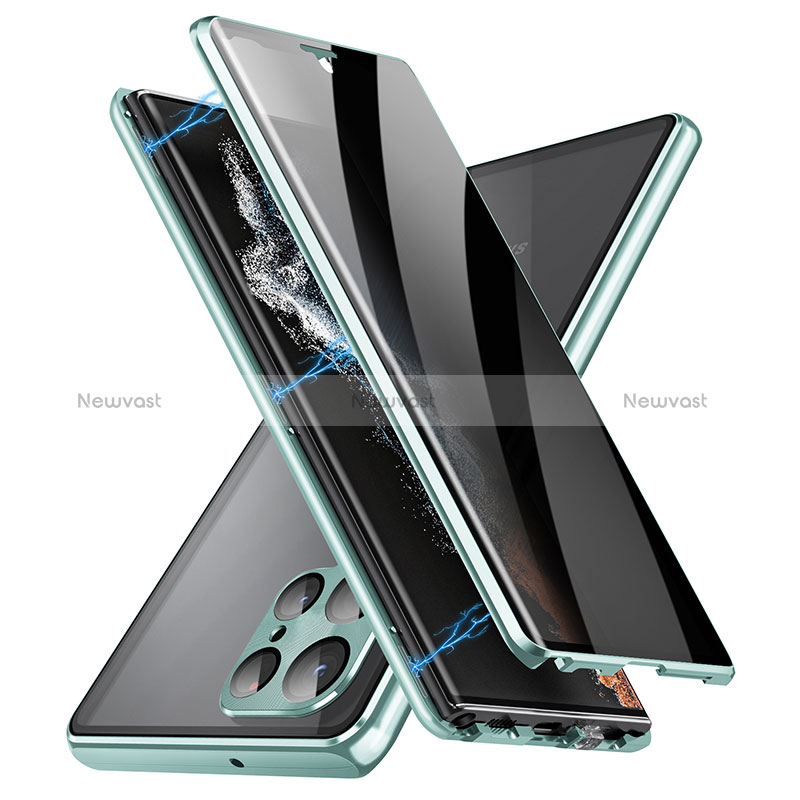 Luxury Aluminum Metal Frame Mirror Cover Case 360 Degrees LK3 for Samsung Galaxy S22 Ultra 5G