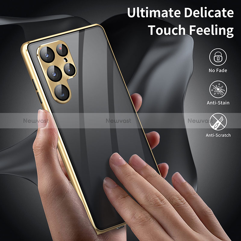 Luxury Aluminum Metal Frame Mirror Cover Case 360 Degrees LK3 for Samsung Galaxy S23 Ultra 5G