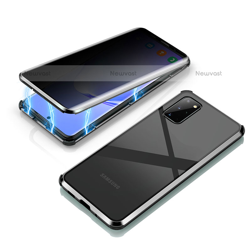 Luxury Aluminum Metal Frame Mirror Cover Case 360 Degrees LK4 for Samsung Galaxy S20 Plus 5G Black