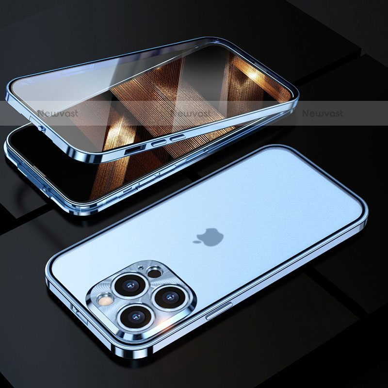 Luxury Aluminum Metal Frame Mirror Cover Case 360 Degrees M01 for Apple iPhone 15 Pro