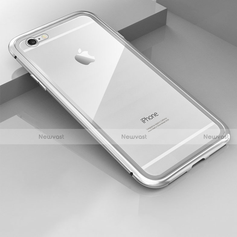 Luxury Aluminum Metal Frame Mirror Cover Case 360 Degrees M01 for Apple iPhone 6 Plus Silver