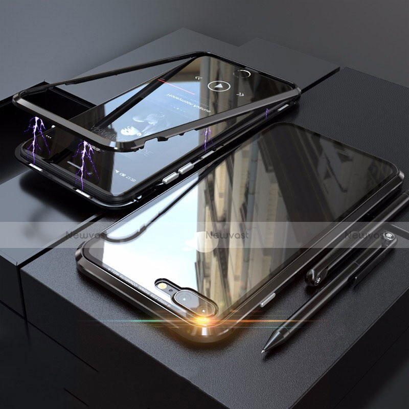 Luxury Aluminum Metal Frame Mirror Cover Case 360 Degrees M01 for Apple iPhone 7 Plus Black