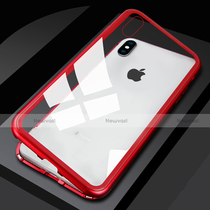 Luxury Aluminum Metal Frame Mirror Cover Case 360 Degrees M01 for Apple iPhone X Red