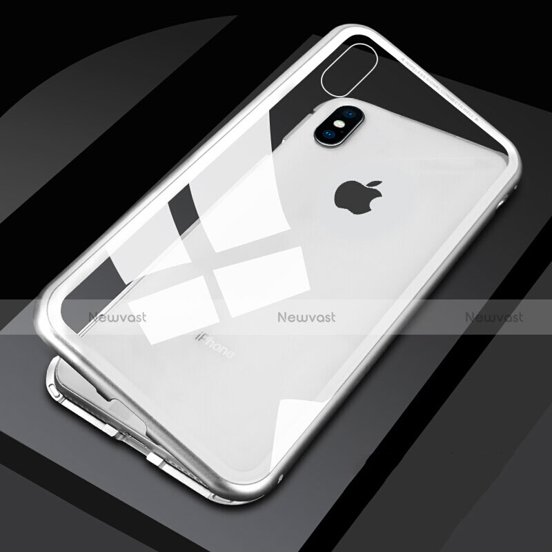 Luxury Aluminum Metal Frame Mirror Cover Case 360 Degrees M01 for Apple iPhone Xs Max White