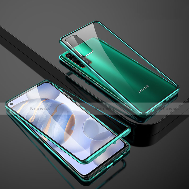 Luxury Aluminum Metal Frame Mirror Cover Case 360 Degrees M01 for Huawei Honor 30 Green