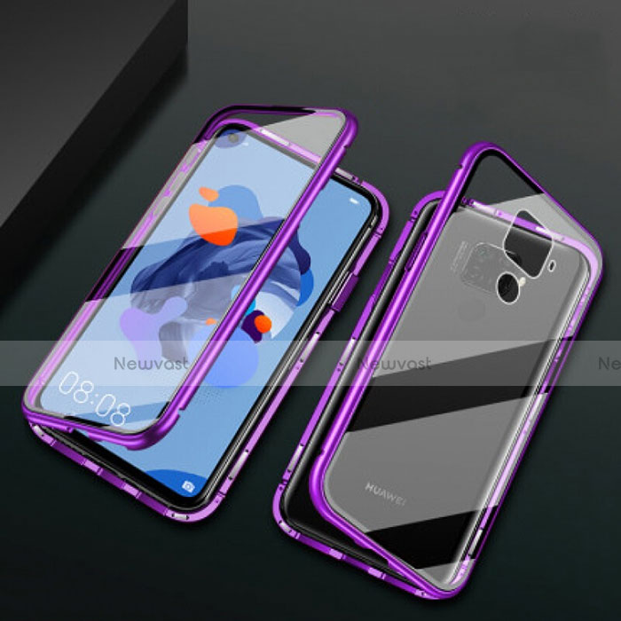 Luxury Aluminum Metal Frame Mirror Cover Case 360 Degrees M01 for Huawei Mate 30 Lite Purple