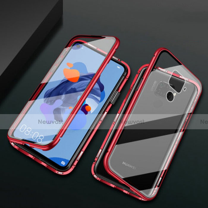 Luxury Aluminum Metal Frame Mirror Cover Case 360 Degrees M01 for Huawei Mate 30 Lite Red