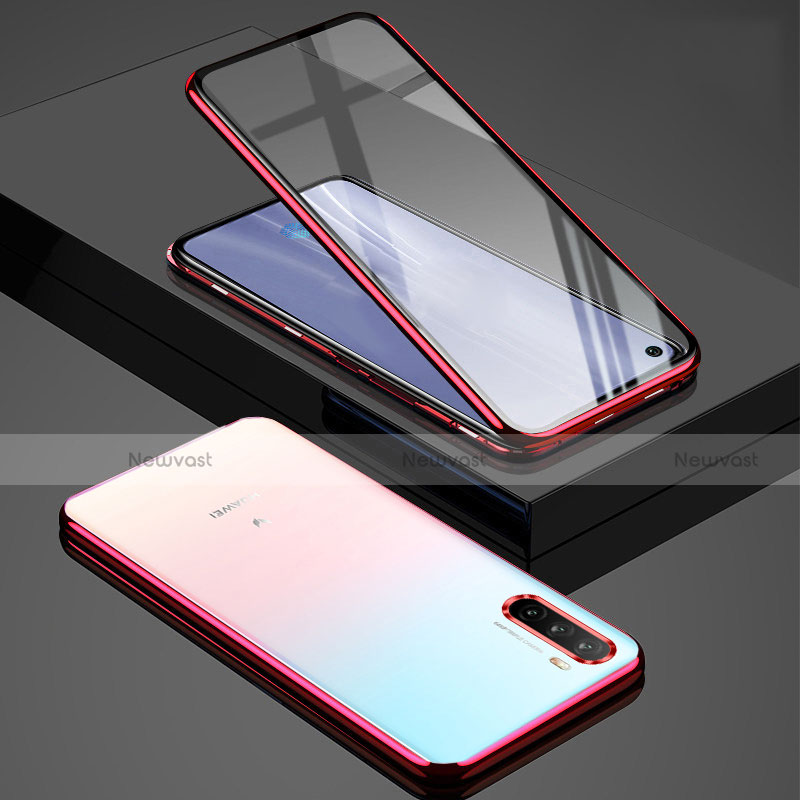 Luxury Aluminum Metal Frame Mirror Cover Case 360 Degrees M01 for Huawei Mate 40 Lite 5G Red