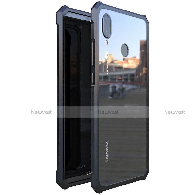 Luxury Aluminum Metal Frame Mirror Cover Case 360 Degrees M01 for Huawei Nova 3e Black