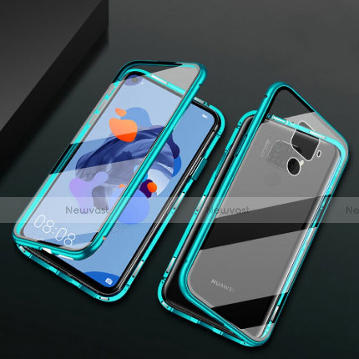 Luxury Aluminum Metal Frame Mirror Cover Case 360 Degrees M01 for Huawei Nova 5i Pro Green