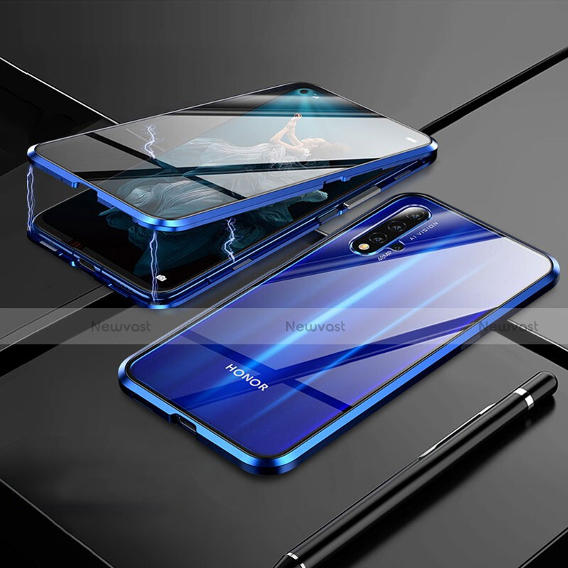 Luxury Aluminum Metal Frame Mirror Cover Case 360 Degrees M01 for Huawei Nova 5T Blue