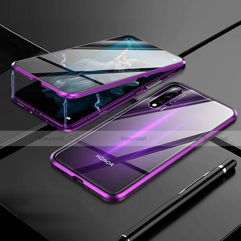 Luxury Aluminum Metal Frame Mirror Cover Case 360 Degrees M01 for Huawei Nova 5T Purple