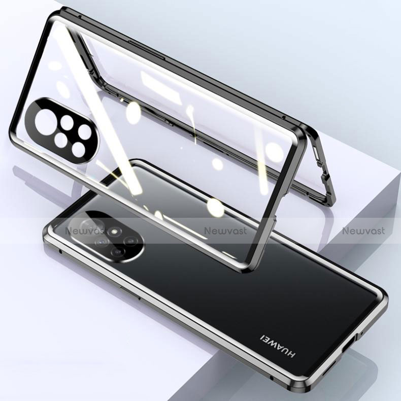Luxury Aluminum Metal Frame Mirror Cover Case 360 Degrees M01 for Huawei Nova 8 Pro 5G Black