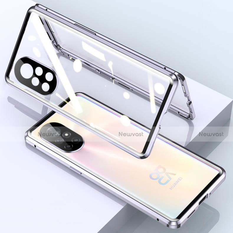 Luxury Aluminum Metal Frame Mirror Cover Case 360 Degrees M01 for Huawei Nova 8 Pro 5G Silver
