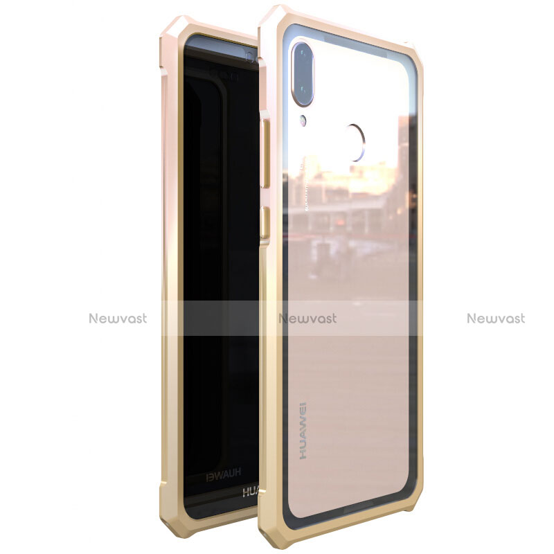 Luxury Aluminum Metal Frame Mirror Cover Case 360 Degrees M01 for Huawei P20 Lite Gold