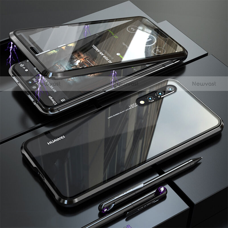 Luxury Aluminum Metal Frame Mirror Cover Case 360 Degrees M01 for Huawei P20 Pro Black