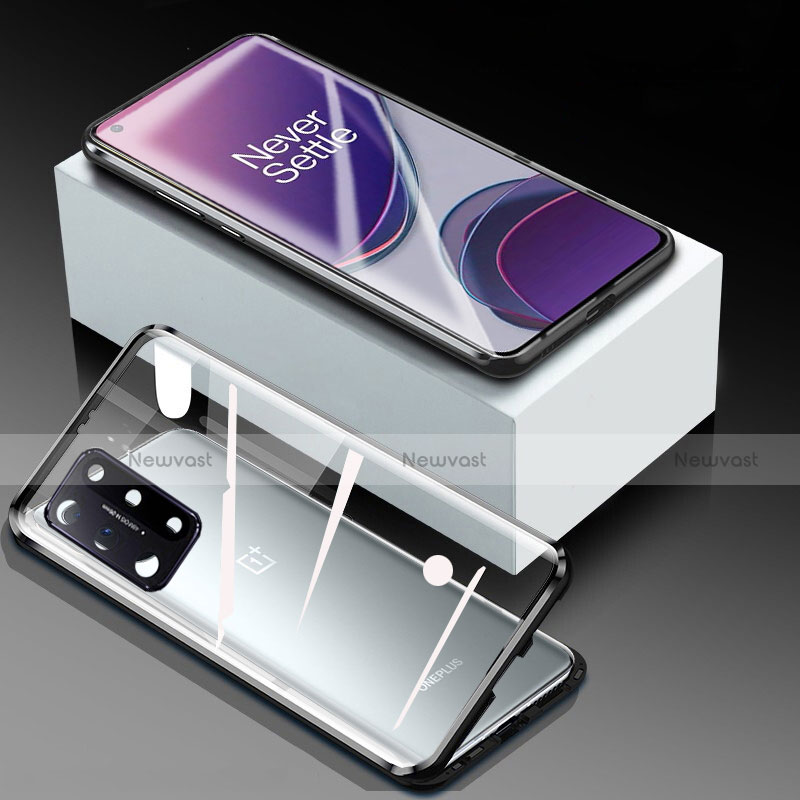 Luxury Aluminum Metal Frame Mirror Cover Case 360 Degrees M01 for OnePlus 8T 5G Black