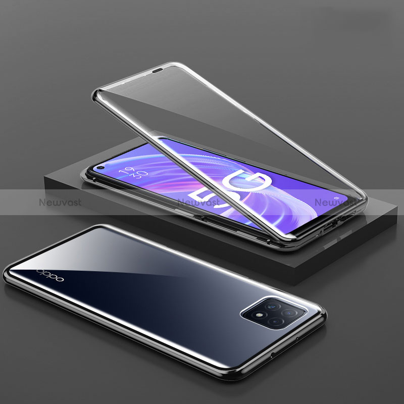 Luxury Aluminum Metal Frame Mirror Cover Case 360 Degrees M01 for Oppo A53 5G