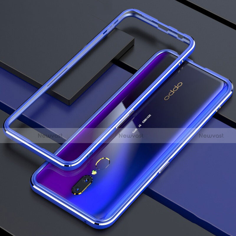 Luxury Aluminum Metal Frame Mirror Cover Case 360 Degrees M01 for Oppo A9 Blue