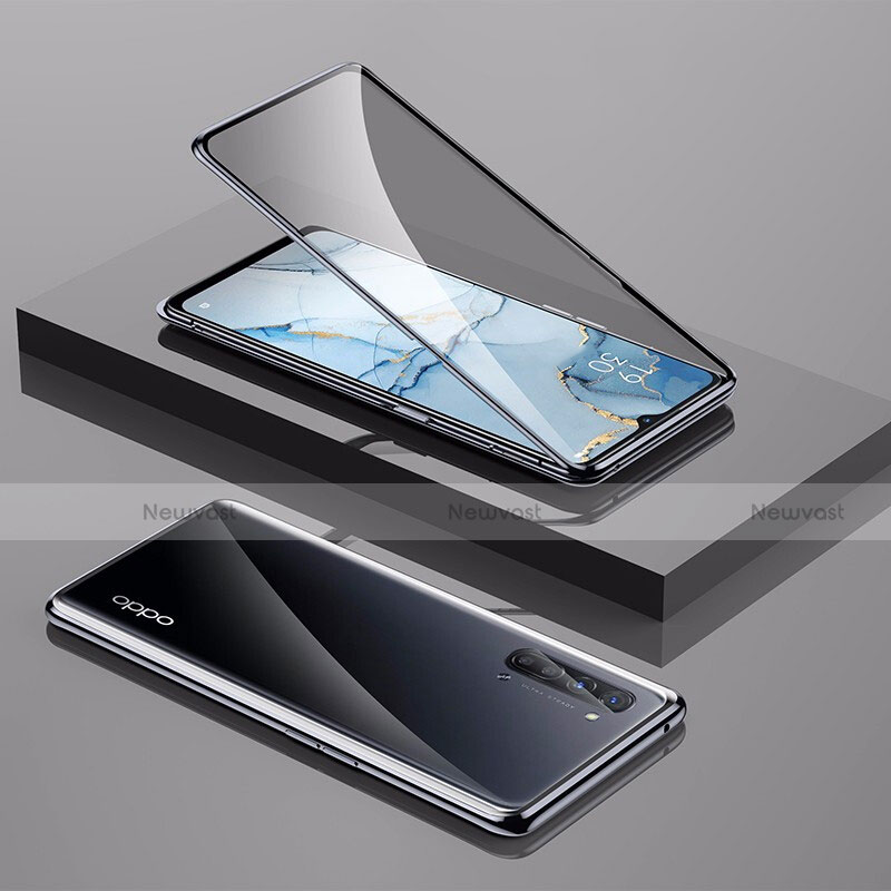 Luxury Aluminum Metal Frame Mirror Cover Case 360 Degrees M01 for Oppo Find X2 Lite Black