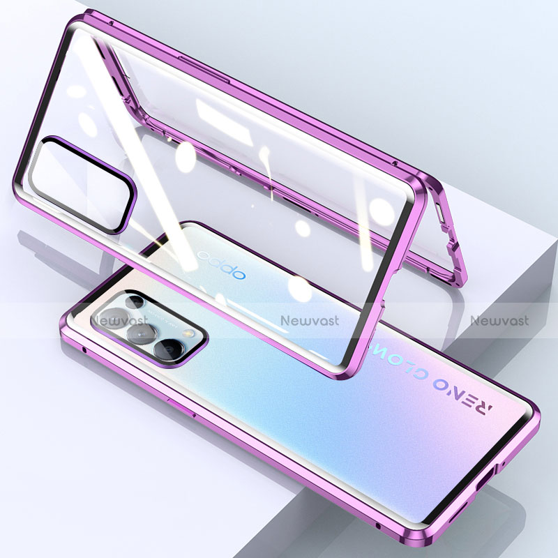 Luxury Aluminum Metal Frame Mirror Cover Case 360 Degrees M01 for Oppo Find X3 Lite 5G