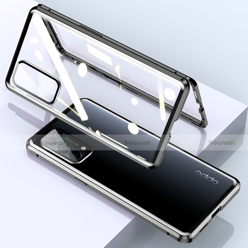 Luxury Aluminum Metal Frame Mirror Cover Case 360 Degrees M01 for Oppo Find X3 Lite 5G Black