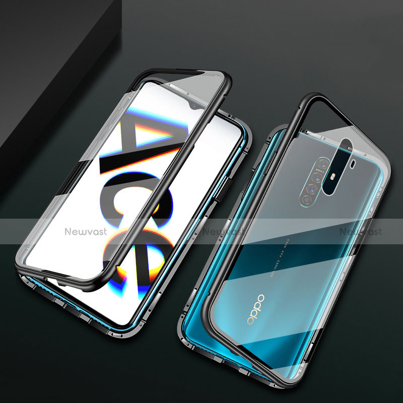 Luxury Aluminum Metal Frame Mirror Cover Case 360 Degrees M01 for Realme X2 Pro Black