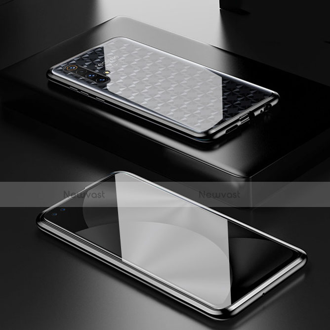 Luxury Aluminum Metal Frame Mirror Cover Case 360 Degrees M01 for Realme X50m 5G Black