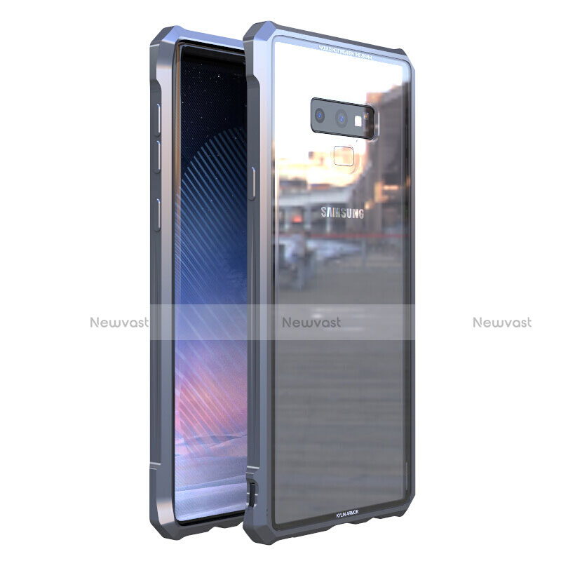Luxury Aluminum Metal Frame Mirror Cover Case 360 Degrees M01 for Samsung Galaxy Note 9 Silver