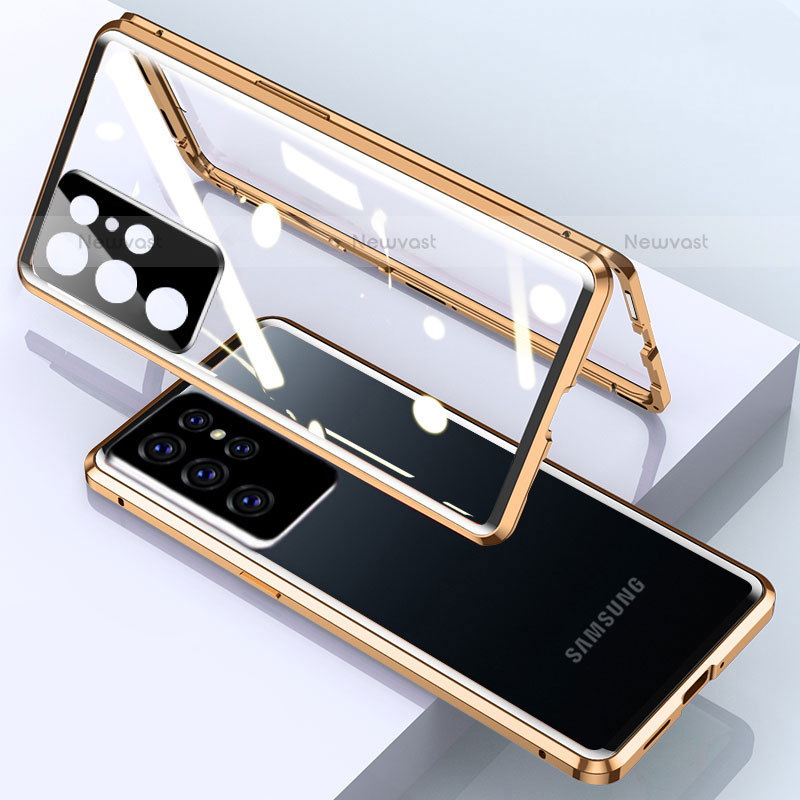 Luxury Aluminum Metal Frame Mirror Cover Case 360 Degrees M01 for Samsung Galaxy S21 Ultra 5G