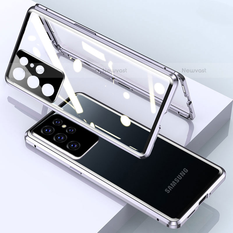 Luxury Aluminum Metal Frame Mirror Cover Case 360 Degrees M01 for Samsung Galaxy S23 Ultra 5G