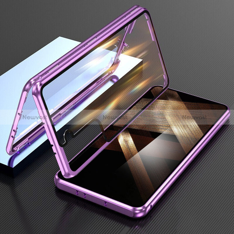 Luxury Aluminum Metal Frame Mirror Cover Case 360 Degrees M01 for Samsung Galaxy S24 Plus 5G