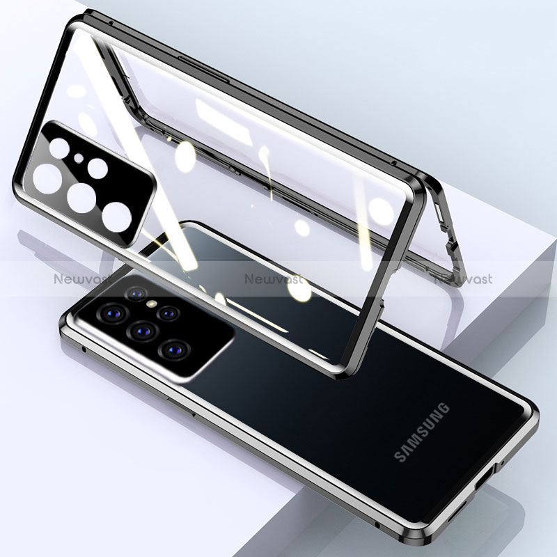 Luxury Aluminum Metal Frame Mirror Cover Case 360 Degrees M01 for Samsung Galaxy S24 Ultra 5G